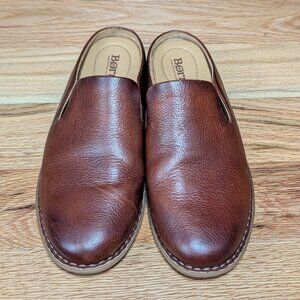 Born Maia 8.5 Leather Mules Slides Brown Slip On Casual Comfort Loafer